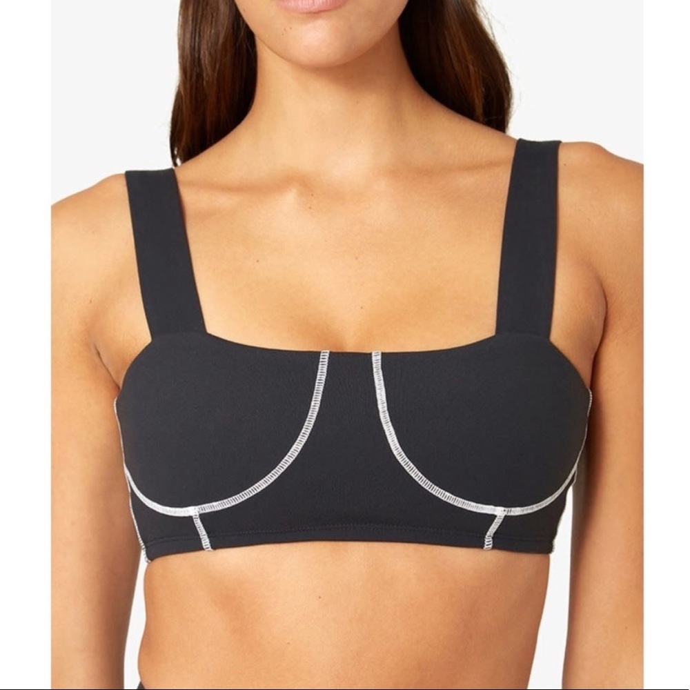 We Wore What Black Corset Style Sport Bra Top Sz S